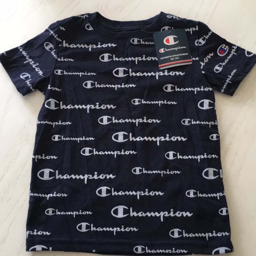 4T Champion Logo T-shirt. Boys. Blue and White New
